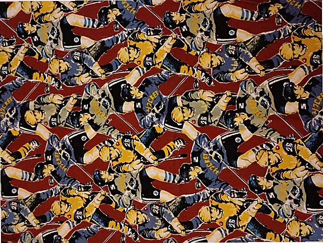 BonEful Fabric FQ Cotton Quilt VTG NHL ICE HOCKEY Sport Star 43" X 18"