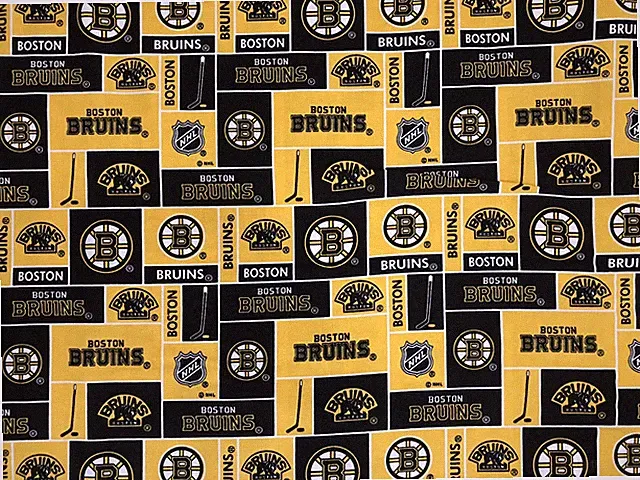 Boston Bruins Cotton Fabric NHL Hockey, New, 1/4 Yard, 44" wide, (9"x44")