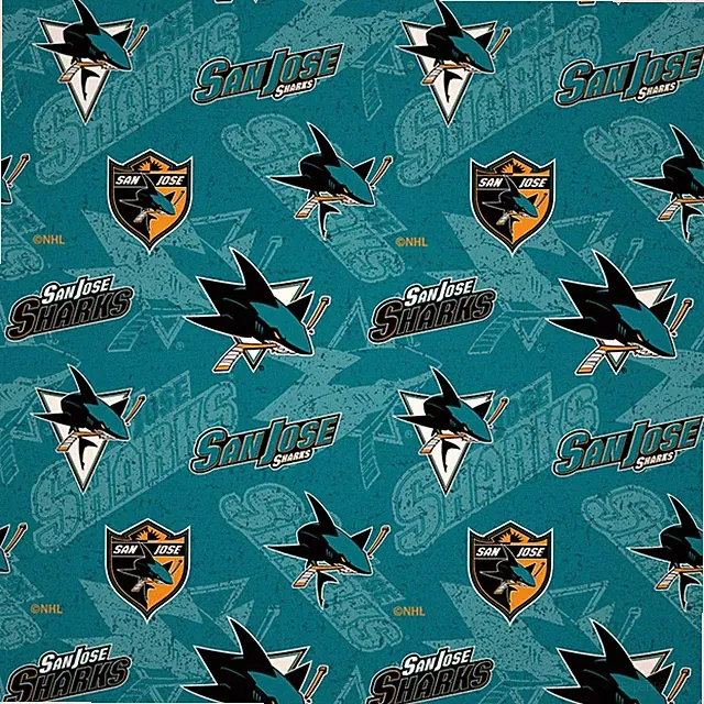 BTY NHL Ice Hockey San Jose Sharks Tone on Tone 100% Cotton Fabric BY The YARD