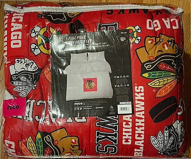 CHICAGO BLACKHAWKS 5-Piece NHL Comforter Set Full Size Bed In A Bag NEW