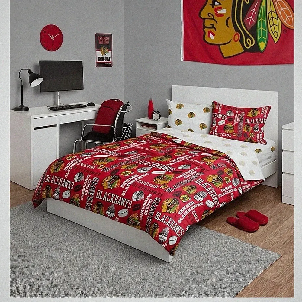 FOCO Chicago Blackhawks Full Size Comforter Set NHL Bedding