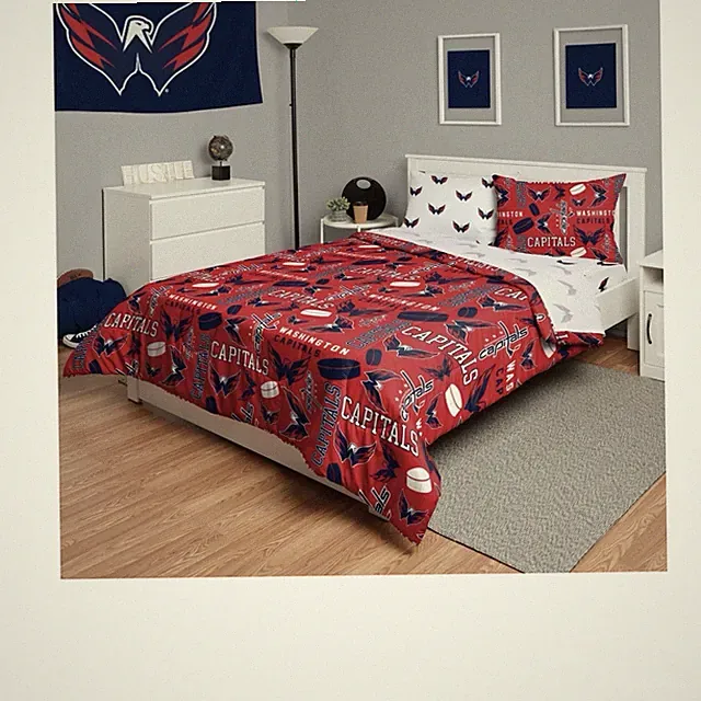 FOCO NHL Washington Capitals Full 5-Piece Comforter Set Red/Navy Reversible