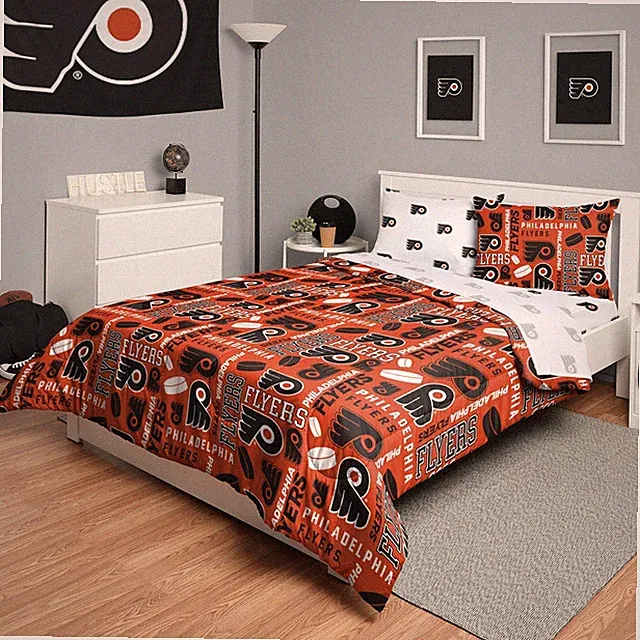 FOCO Philadelphia Flyers NHL Bed in a Bag Comforter Bedding 5 Piece Full