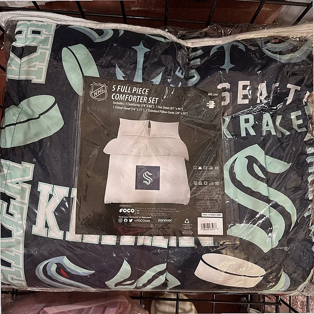 FOCO Seattle Kraken NHL Team Bed Comforter Bedding 5 Piece Set Full Size NIP