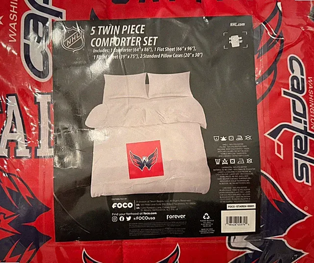 FOCO Washington Capitals NHL Team Comforter 5-Piece Bed Set, Twin