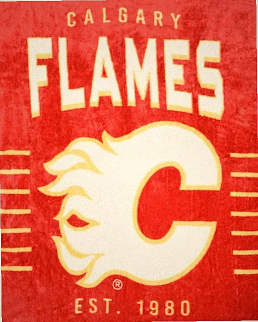 Large Calgary Flames Blanket 95" x 79" Soft Velvet Plush Throw/ Bedspread