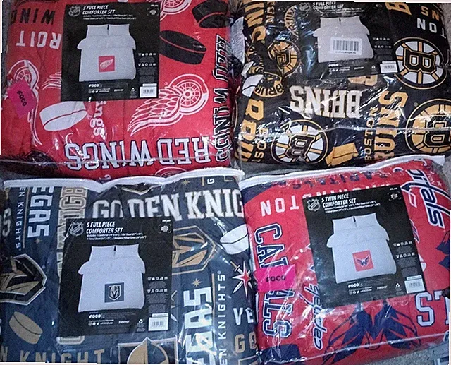 NHL 5 pc Comforter Set Vegas Knights, Red Wings, BRUINS, PENGUINS Blackhawks NEW