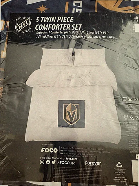 NHL FOCO Las Vegas Knights Team Bed in Bag Comforter, Sheets, Pillow Cases Twin