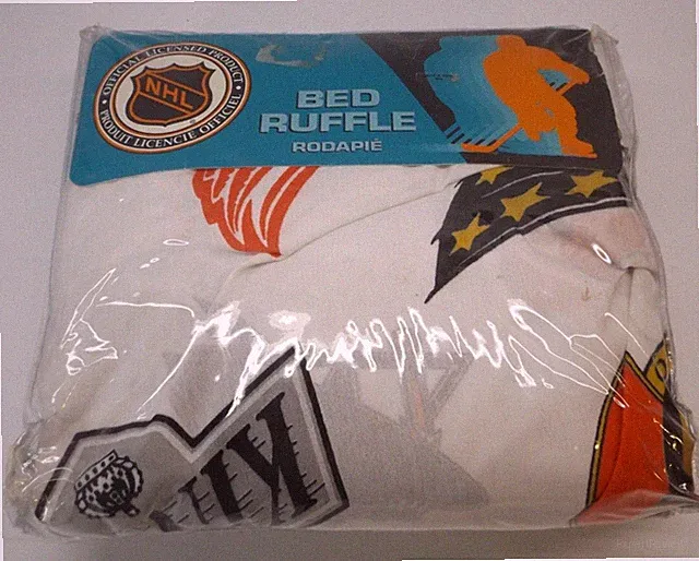 NHL Hockey Twin Bed Ruffle - Ducks, Sharks, Oilers, Stars, Redwings, Rangers Etc