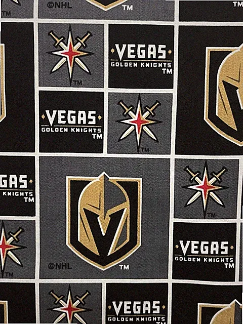 NHL Las Vegas Golden Knights (Block) Cotton Fabric by the 1/2-yard 18" x 43"