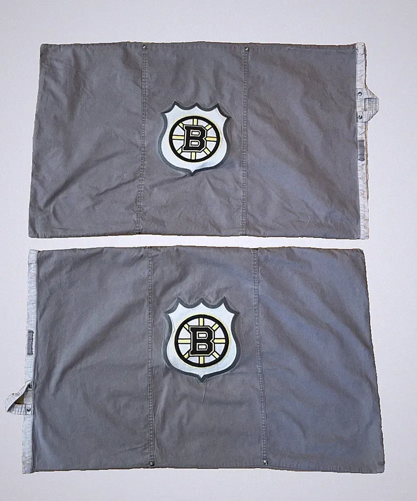 Pottery Barn PB Teen NHL Boston Bruins Pillow Covers Cases Shams Set of 2 EUC