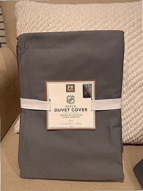 Pottery Barn Teen Gray NHL Patch Ready DUVET COVER Twin TwinXL (No Patch) NEW